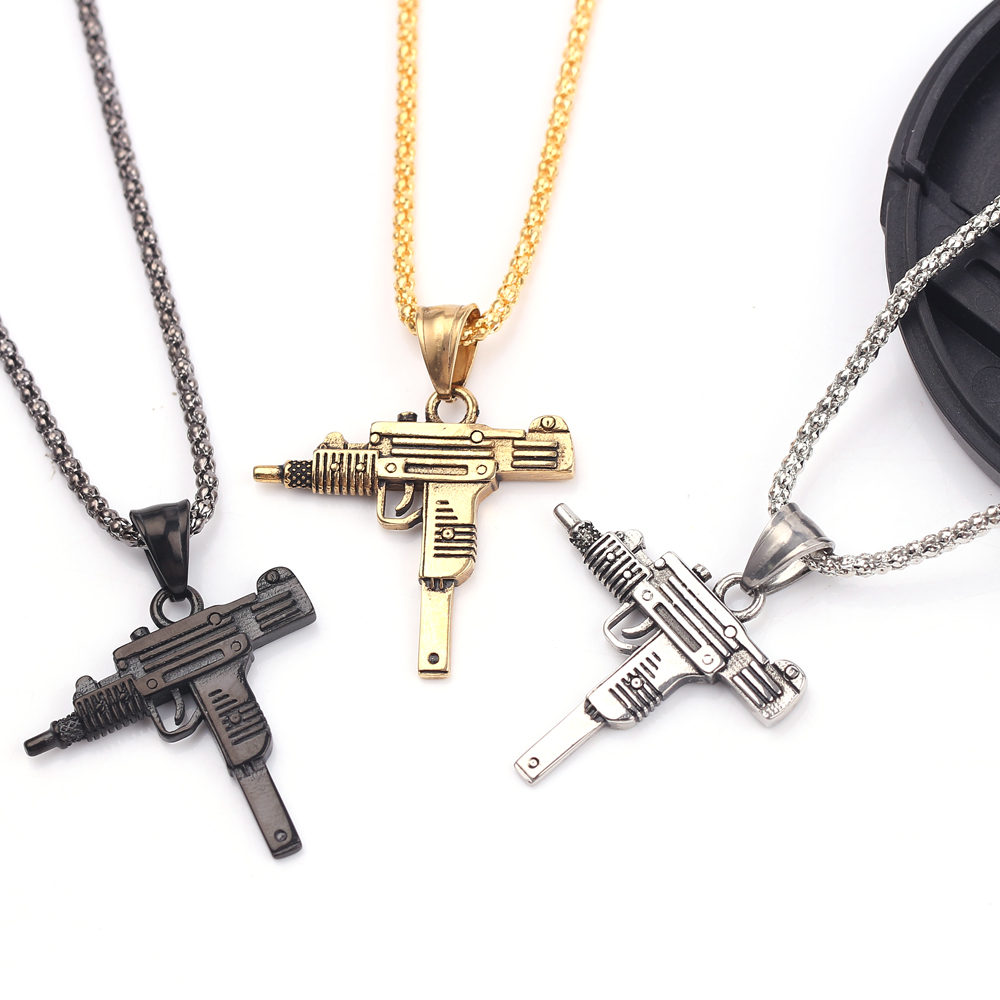 Men'S Fashion Accessories - Punk Uzi pistool machinegeweer kettinghanger -