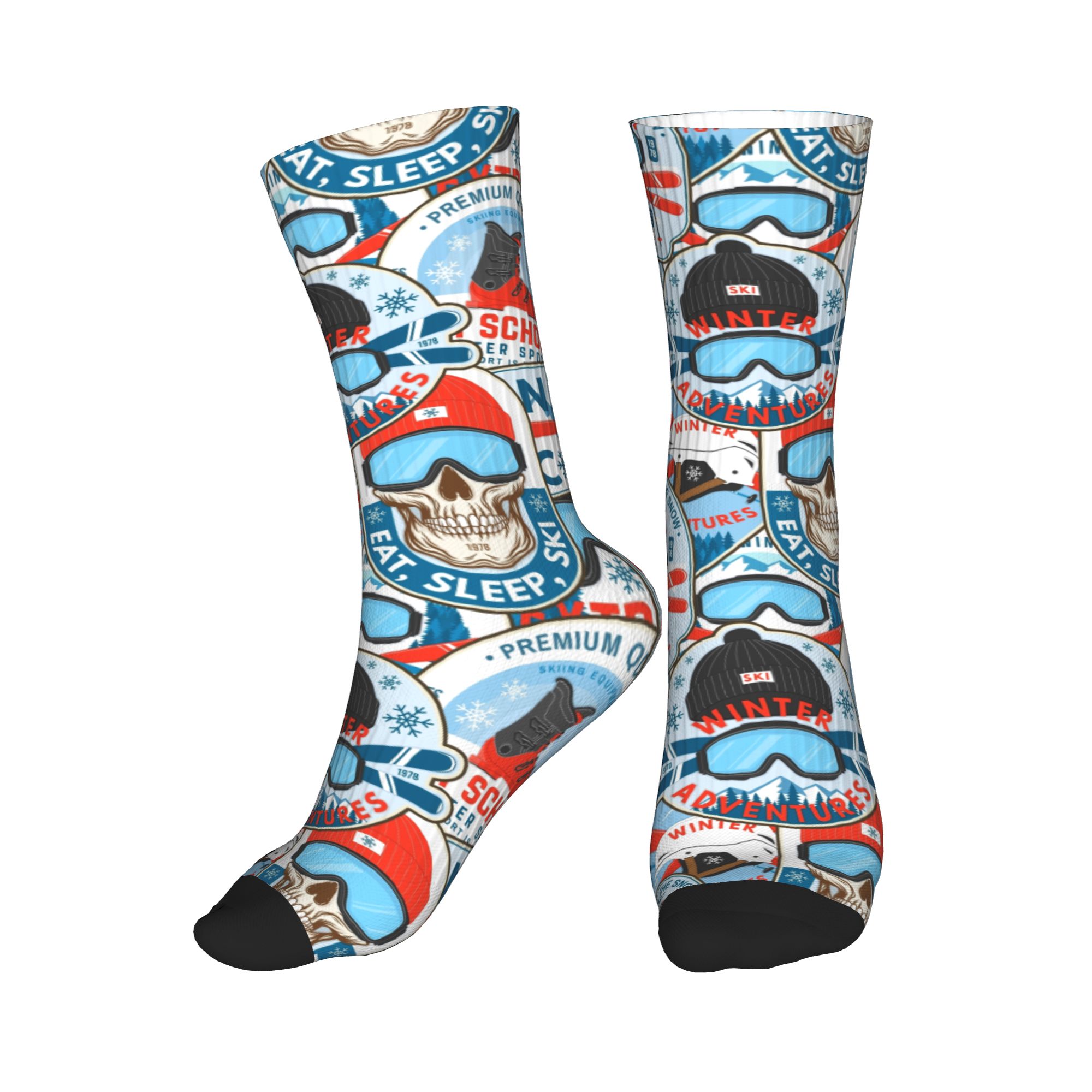 Men Fashion Vintage - Vintage rood blauwe Ski Club naadloze
