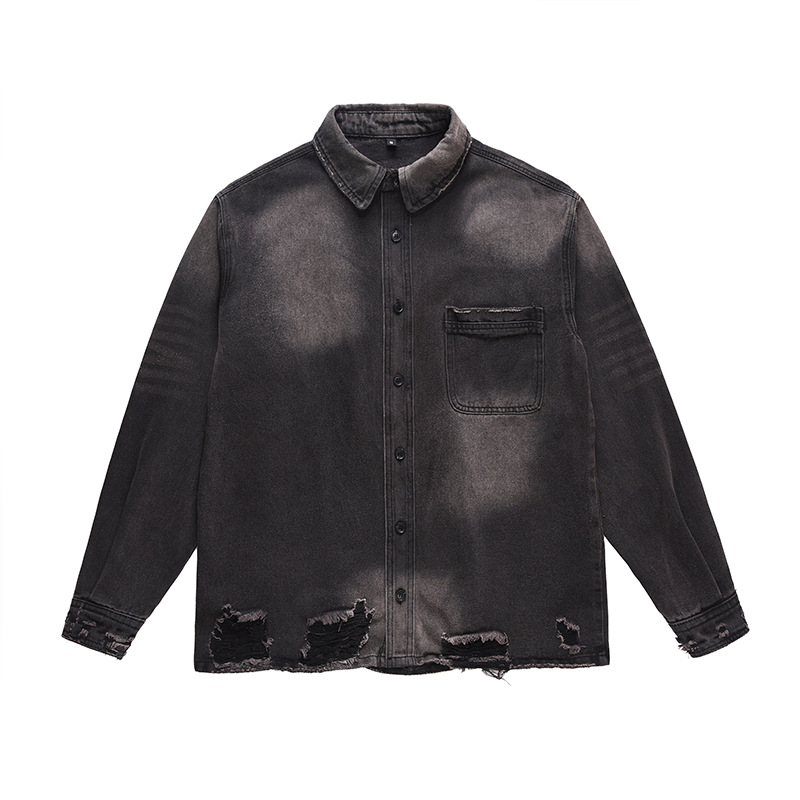 Denim Jacket Vintage - Heren High Street gescheurde jeansjas Mode