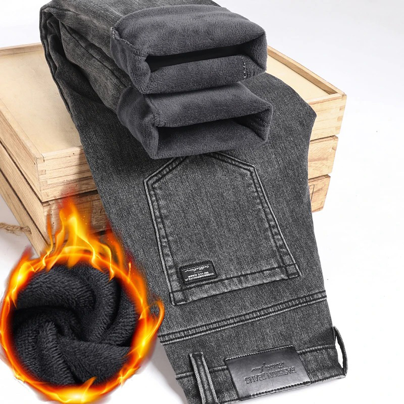 Men'S Fashion Nova Jeans - Winter warme jeans heren slanke rechte