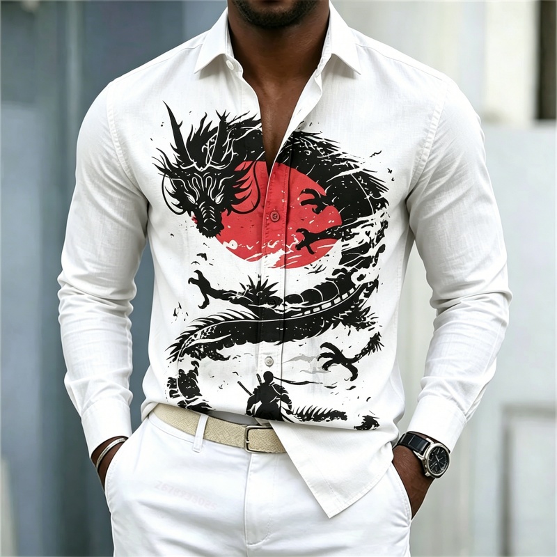 Men'S Fashion Outfits - 2026 Nieuw Herenoverhemd Wit Zwart Rood