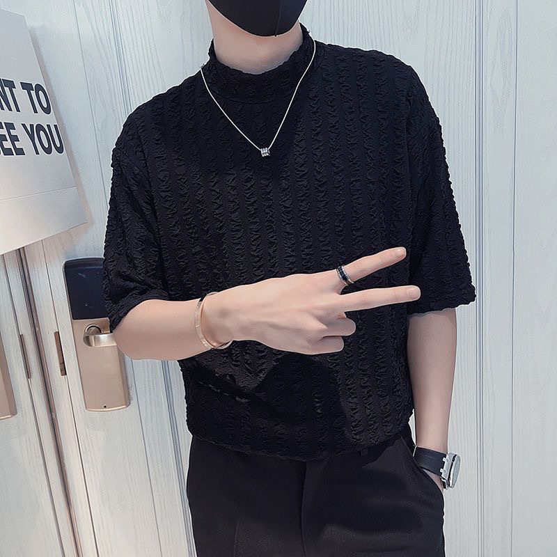 Men'S Fashion For Hot Weather - Halfhoge kraag korte mouw ijszijde overhemd