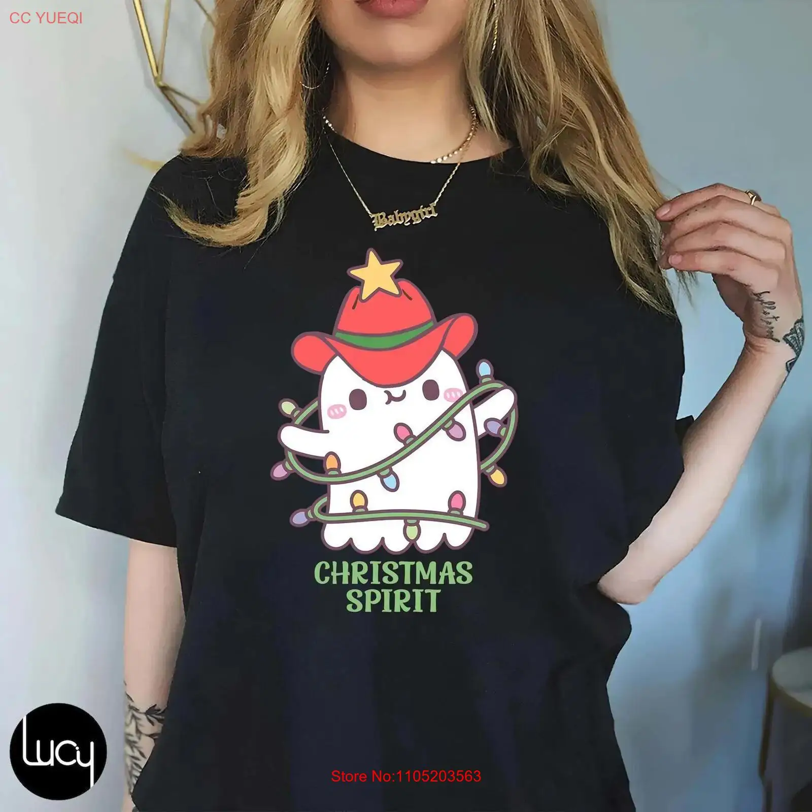 Men'S Fashion Xmas Party - Kerst SpiriT T-shirt Cowboy Boo Leuke