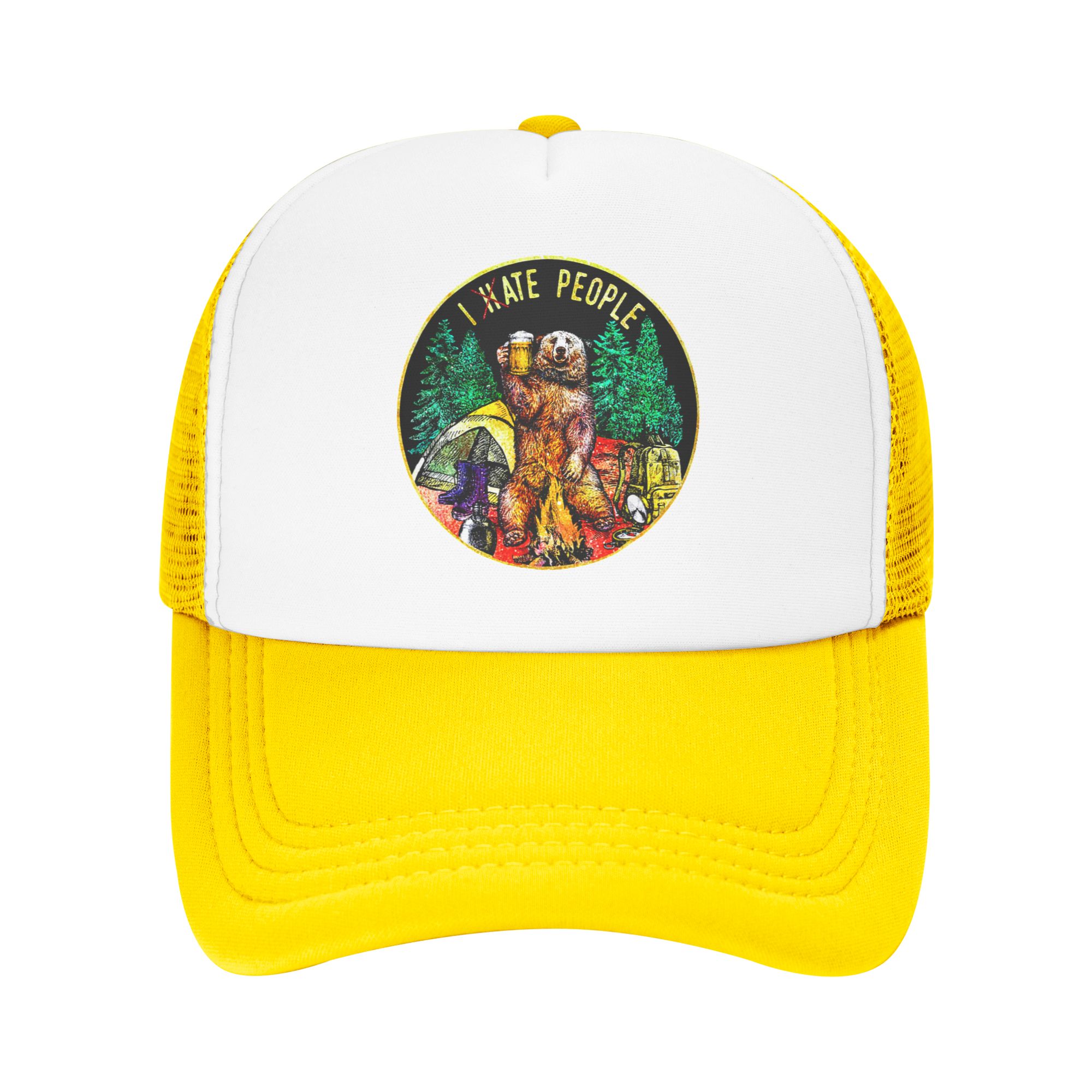 Trucker Hat Cap - Ik haat mensen Bear Camping Baseball