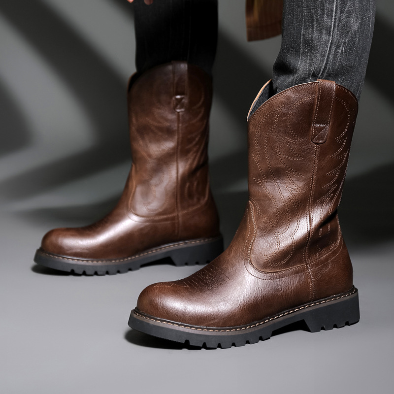 Men Fashion Vintage - Mode Heren Cowboylaarzen Nieuwe Borduren Vintage