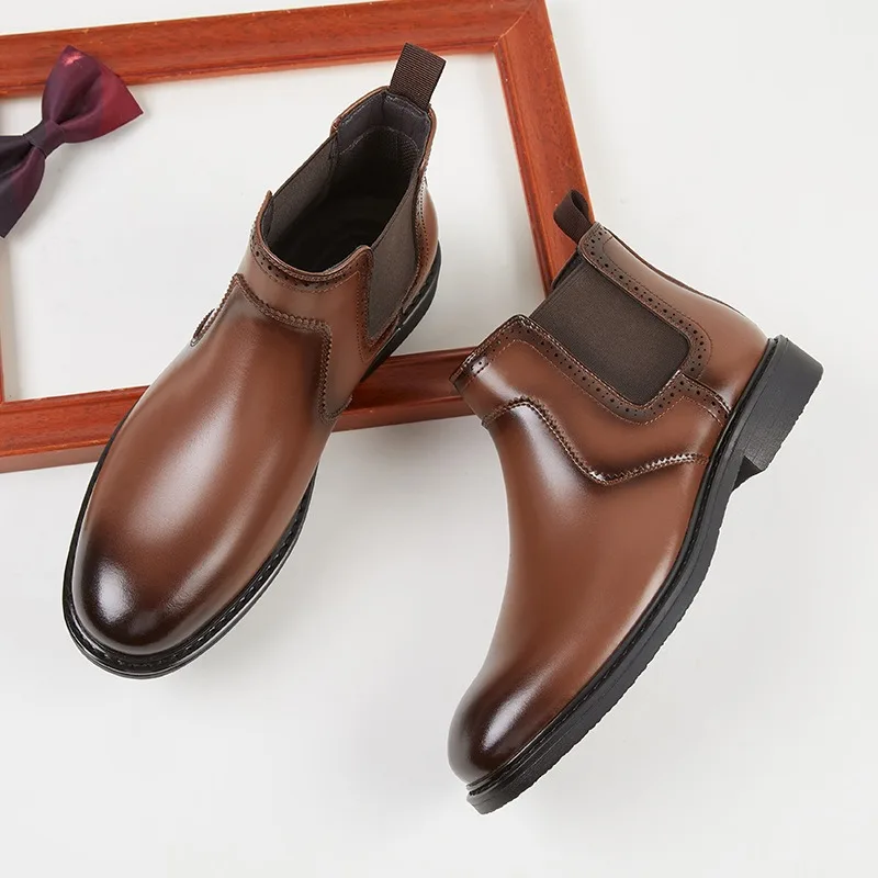Men Fashion Vintage - Vintage heren lederen Oxford laarzen luxe