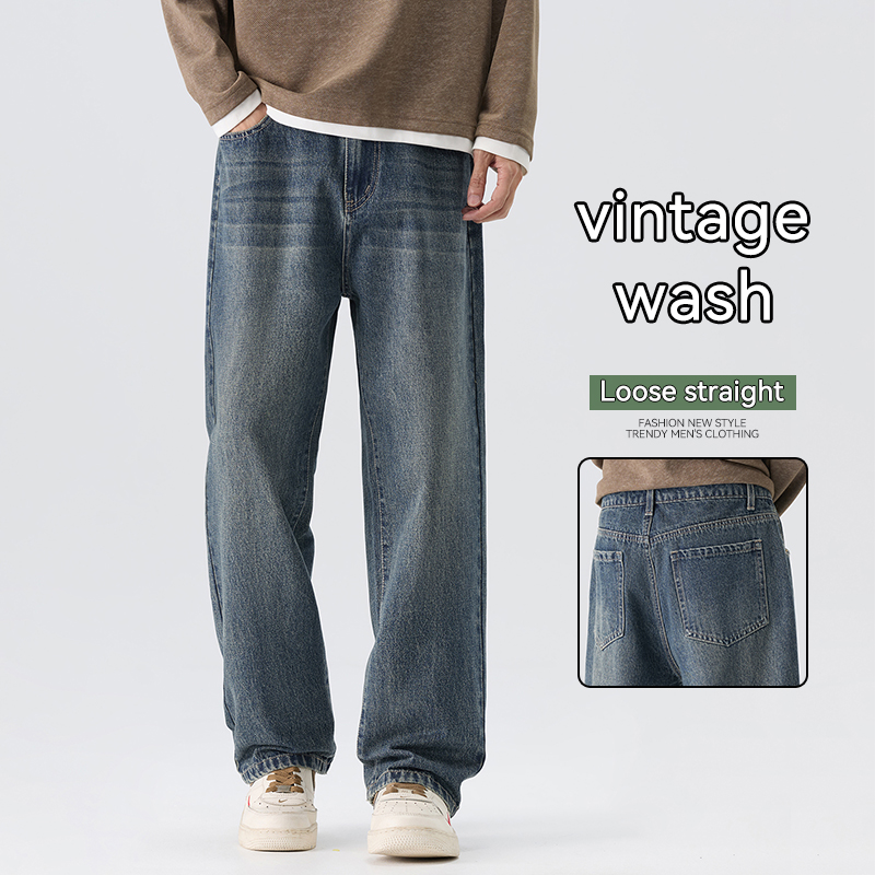 Men'S Fashion Nova Jeans - Vintage Wash Jeans Heren Herfst Nieuwe