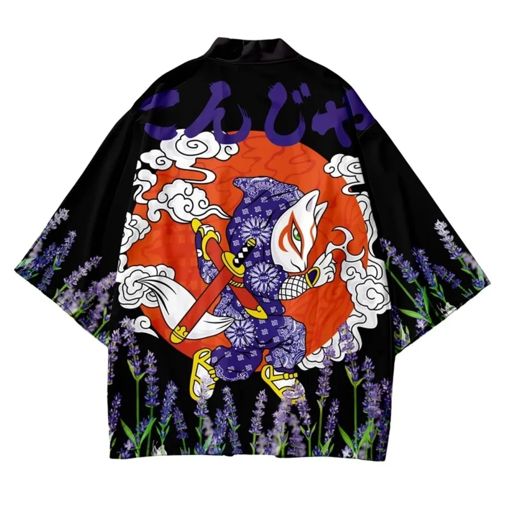Knitted Cardigan Men - Kraan Patroon Print Kimono Vest Traditionele