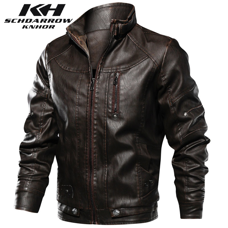Mens Fashion Bomber Jacket - Mannen Leren Jas Herfst Winter Mode