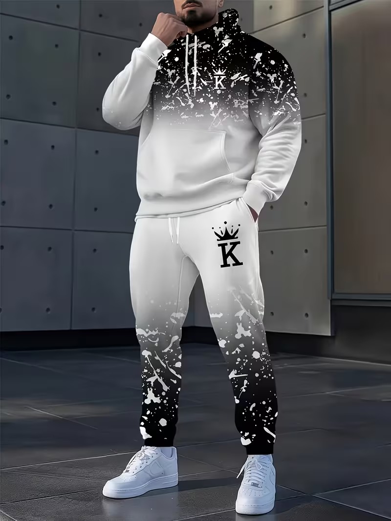 Men'S Fashion Outfits - Fashion Crown Geprinte Hoodies en Broeken
