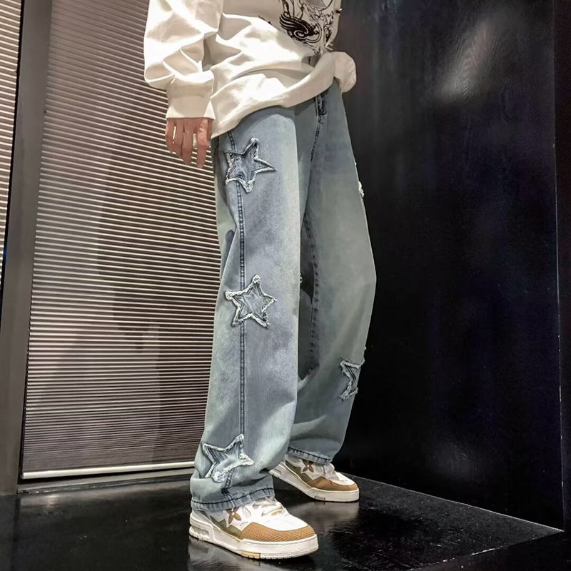 Nieuwe heren ster geborduurde  - Men'S Fashion Nova Jeans recensie en prijs