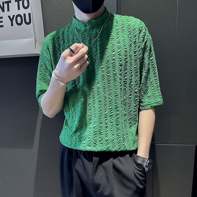 Halfhoge kraag korte mouw ijsz - Men'S Fashion For Hot Weather recensie en prijs